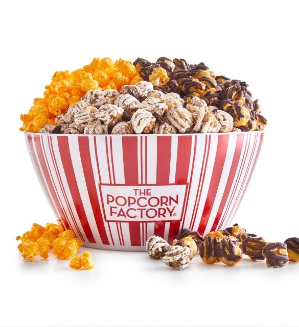 Retro Reusable Popcorn Bowl with 3 Popcorn Flavors